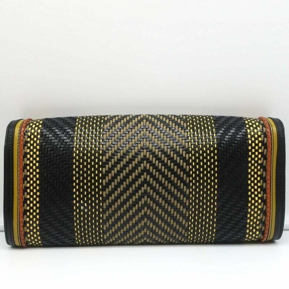 Burberry Prorsum Margot Oversize Buckle Clutch Black/Multi Woven Leather - Picture 6 of 12